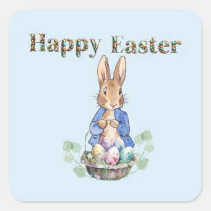 Peter the Rabbit Happy Easter Square Sticker