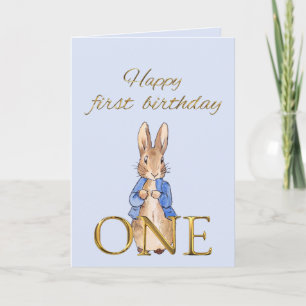 Peter the rabbit Happy First Birthday ONE Card