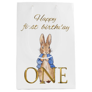 Peter the rabbit Happy First Birthday ONE Medium Gift Bag