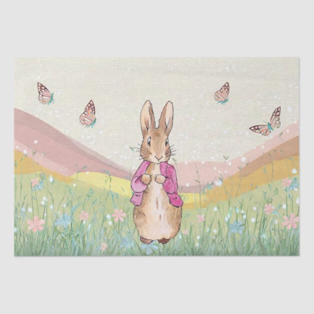 Peter the rabbit in a field of wildflowers tissue paper (Front)