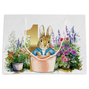 Peter the Rabbit in a pot first birthday Large Gift Bag
