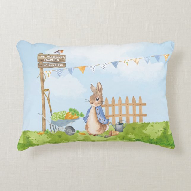 Peter the Rabbit in his Garden Decorative Cushion (Front)