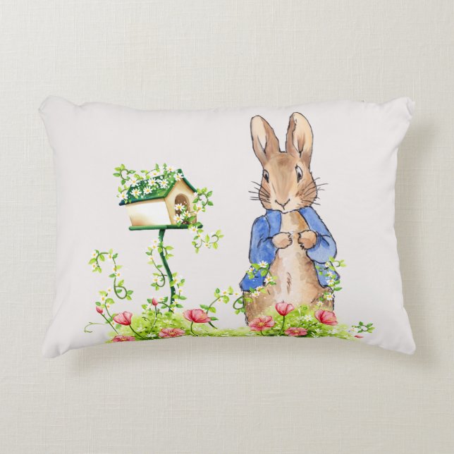Peter the Rabbit in His Garden   Decorative Cushion (Front)
