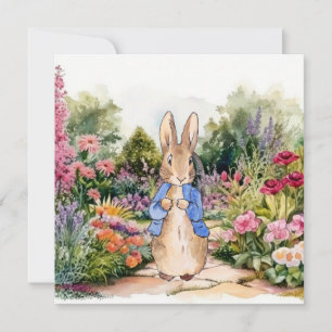 Peter the rabbit in his garden invitation
