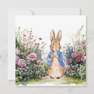 Peter the rabbit in his garden invitation