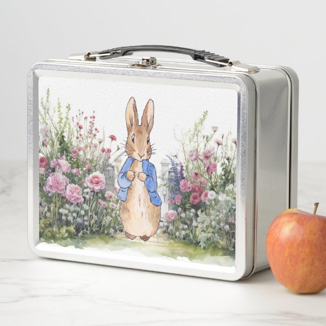 Peter the Rabbit in his garden  Metal Lunch Box (In Situ)