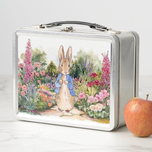 Peter the Rabbit in his garden  Metal Lunch Box (In Situ)
