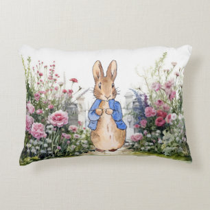 Peter the Rabbit in his garden No 2 Decorative Cushion