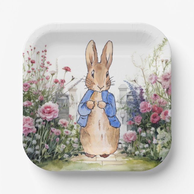 Peter the Rabbit in his garden No 2 Paper Plate (Front)