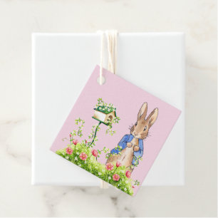 Peter the Rabbit in his garden pink Favour Tags