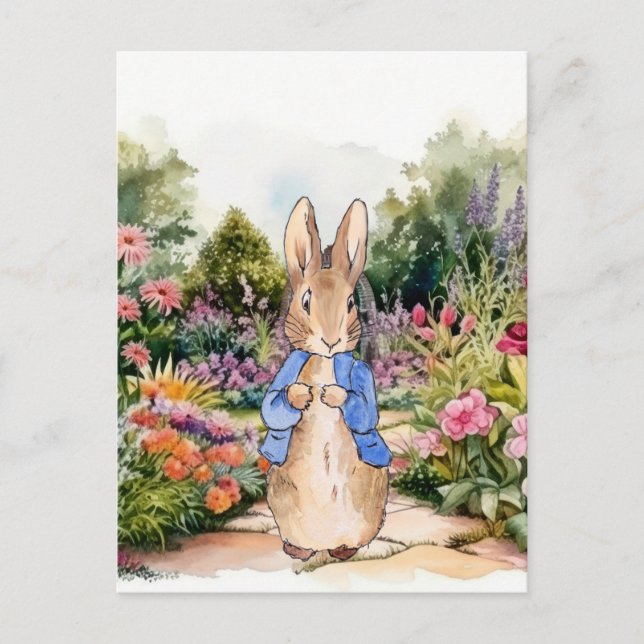 Peter the Rabbit in his garden  Postcard (Front)