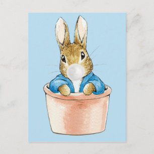 Peter the Rabbit in Pot White Bubble gum Postcard