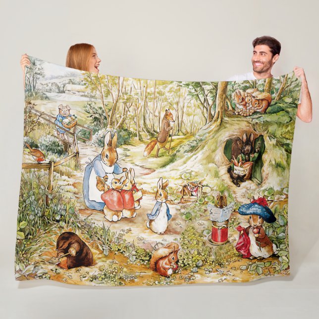 Peter the rabbit in the woods fleece blanket (In Situ)