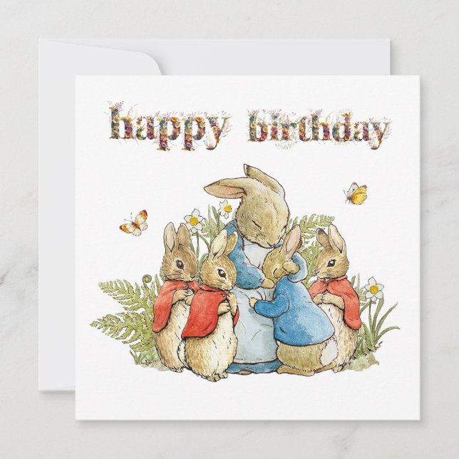 Peter the Rabbit Josephine Bunny Happy Birthday Card (Front)