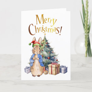 Peter the Rabbit Merry Christmas Tree Holiday Card