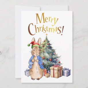 Peter the Rabbit Merry Christmas Tree Holiday Card