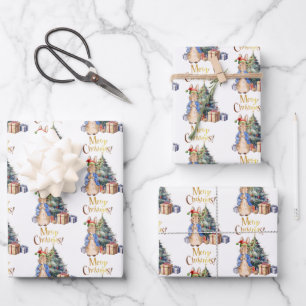 Peter the Rabbit Merry Christmas Tree Wrapping Paper Sheet
