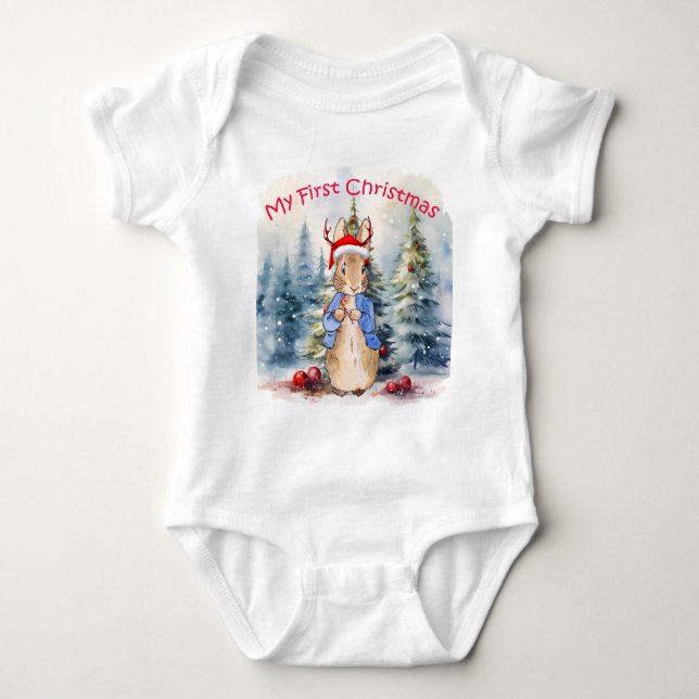 Peter the Rabbit My First Christmas  Baby Bodysuit (Front)
