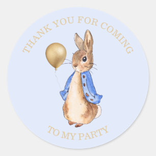Peter the Rabbit pastel blue background  Classic Round Sticker