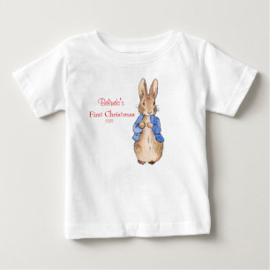 Peter the Rabbit Personalise First Christmas Baby T-Shirt