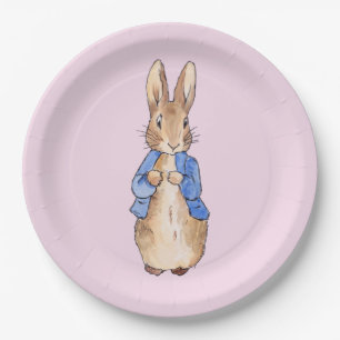 Peter the Rabbit Pink Background Paper Plate