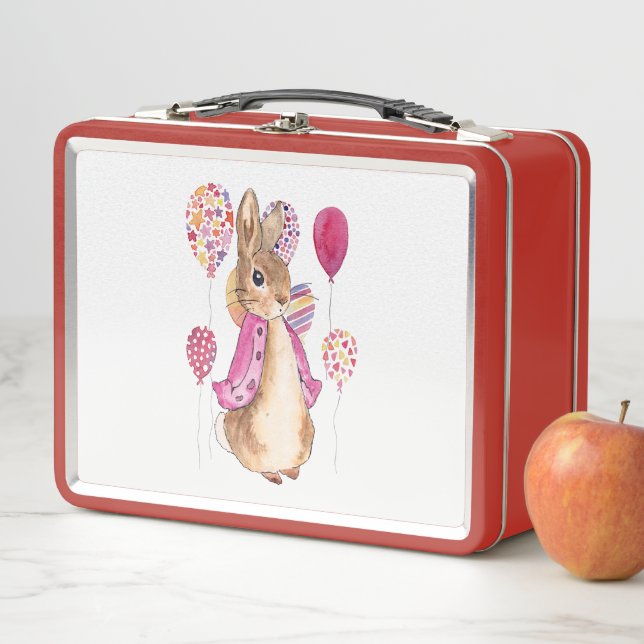 Peter the rabbit pink balloons metal lunch box (In Situ)
