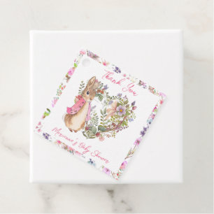 Peter the Rabbit Pink Floral Girl Baby Shower Favour Tags