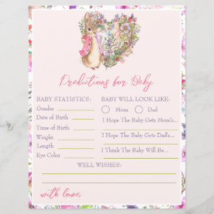 Peter the Rabbit Pink Floral Girl Baby Shower Game