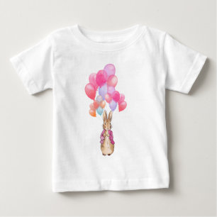 Peter the Rabbit Pink Jacket and Balloons Baby T-Shirt