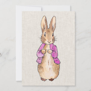 Peter the Rabbit pink jacket beige linen texture Invitation