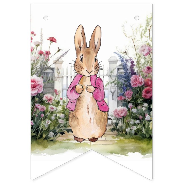 Peter the Rabbit Pink Jacket Garden  Bunting (First Flag)