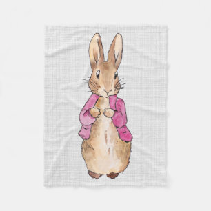 Peter the Rabbit Pink Jacket Gray Linen    Fleece Blanket