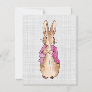 Peter the Rabbit Pink Jacket Gray Linen    Thank You Card