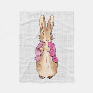Peter the Rabbit Pink Jacket Grey Linen Fleece Blanket