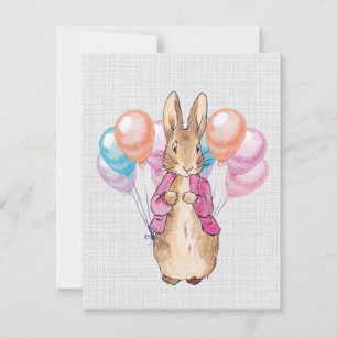Peter the Rabbit Pink Jacket Grey Linen  Thank You Card