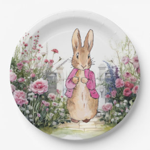Peter the Rabbit Pink Jacket in his garden Paper Plate