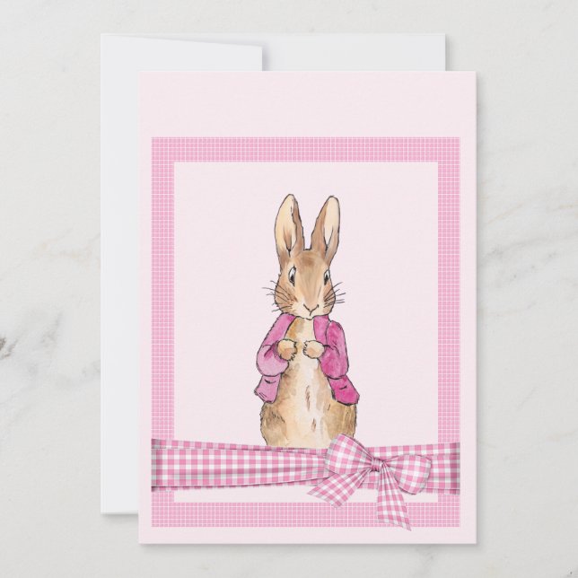 Peter the rabbit pink jacket invitation (Front)