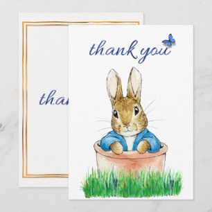 Peter the Rabbit Sitting in a Plant Pot Thank You Card