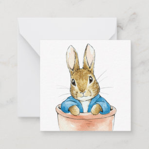 Peter the Rabbit Sitting in a Pot Round Clock Card