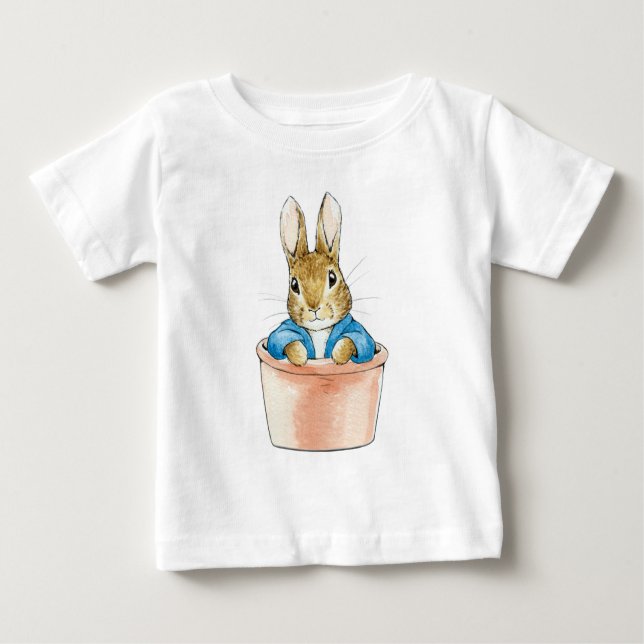Peter the Rabbit Sitting in Plant Pot   Baby T-Shirt (Front)