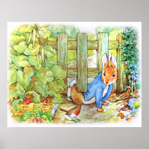 Peter the Rabbit Sneaking into Mc Gregor's Garden Poster