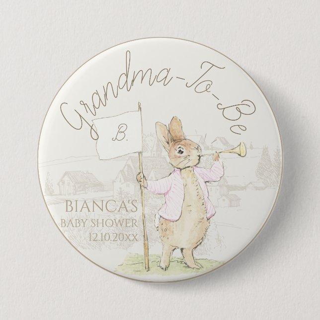 Peter the Rabbit Some Bunny Baby Shower Grandma to 7.5 Cm Round Badge (Front)