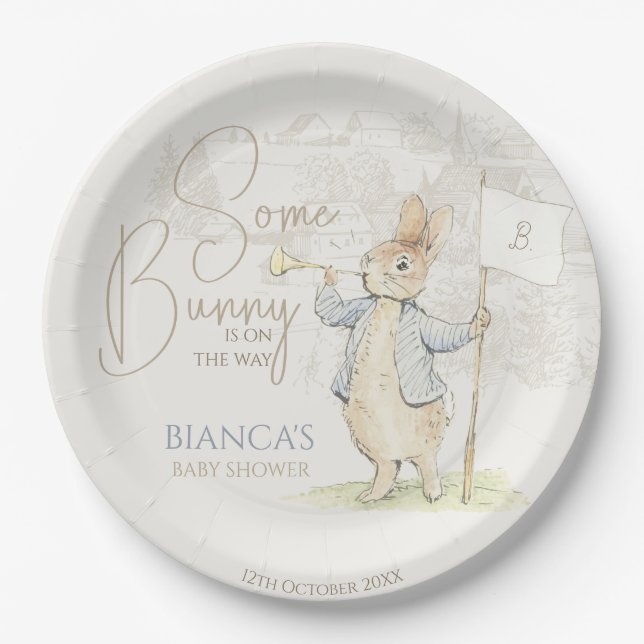 Peter the Rabbit Some Bunny Baby Shower Paper Plate (Front)
