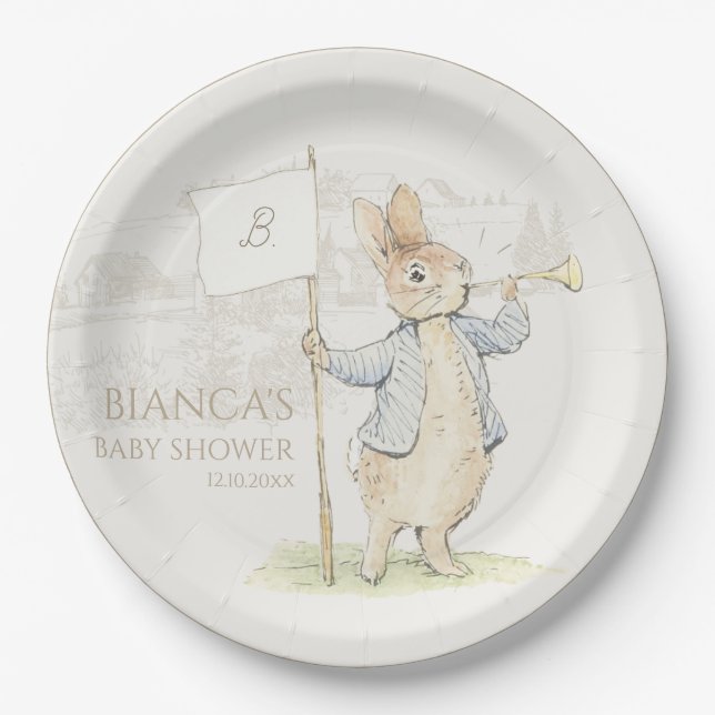 Peter the Rabbit Some Bunny Baby Shower Paper Plate (Front)