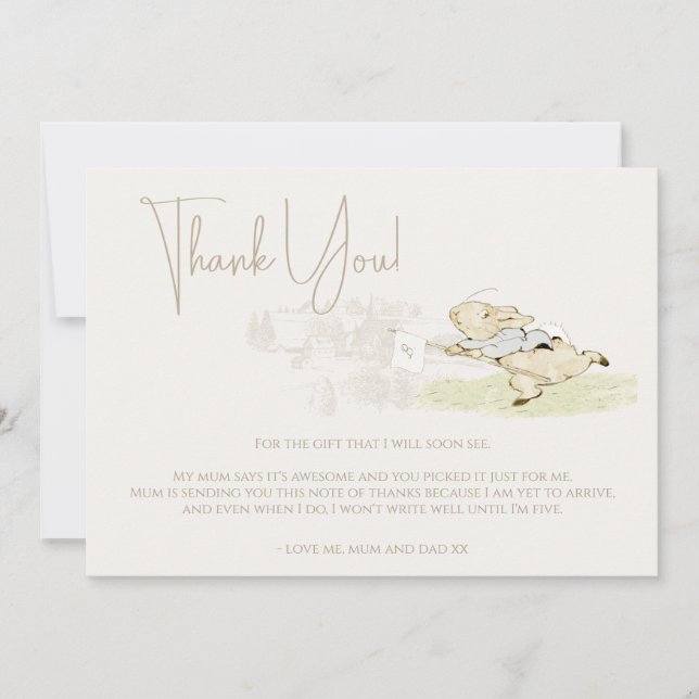 Peter the Rabbit Some Bunny Baby Shower Thank You Card (Front)