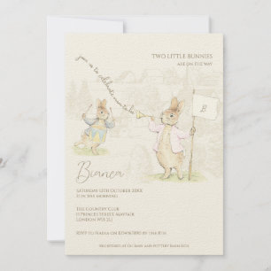 Peter the Rabbit Some Bunny Twins Baby Shower Invitation