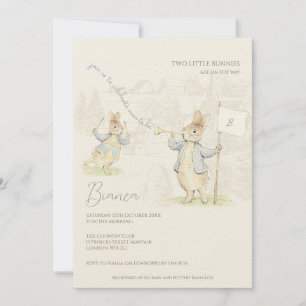 Peter the Rabbit Some Bunny Twins Baby Shower Invitation