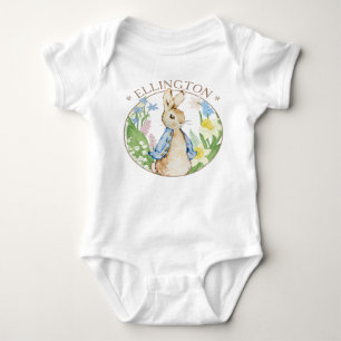 Peter the Rabbit Spring Blooms Blue Baby Shower Baby Bodysuit