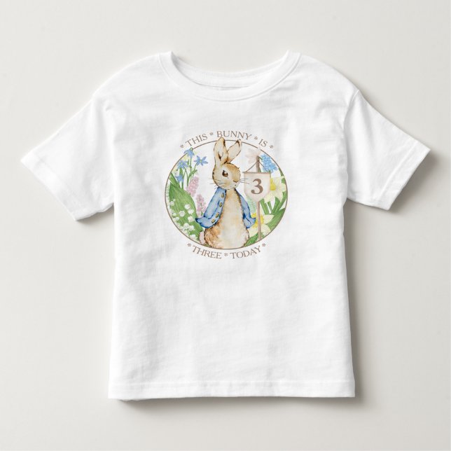 Peter the Rabbit Spring Blooms Blue Baby Shower Toddler T-Shirt (Front)