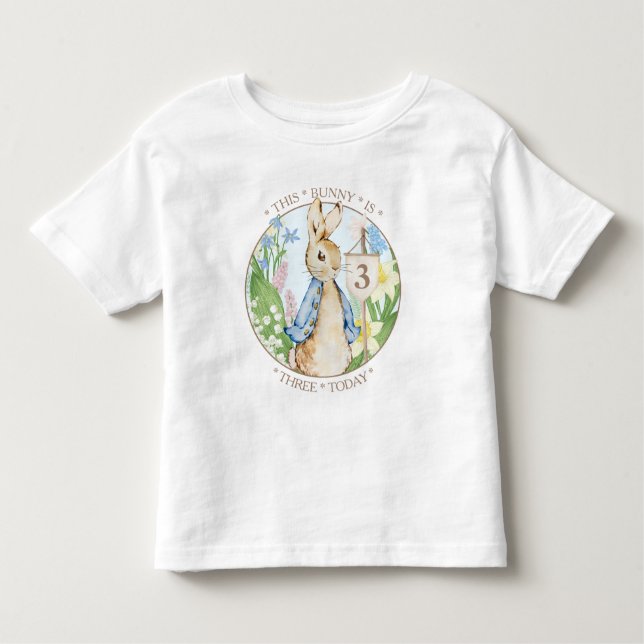 Peter the Rabbit Spring Blooms Blue Baby Shower Toddler T-Shirt (Front)